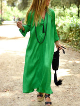 Load image into Gallery viewer, Simple Casual Loose V-Neck Long Sleeve Maxi Dress

