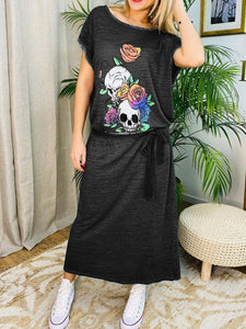 Casual Loose Skull Print Dress