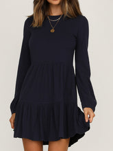 Load image into Gallery viewer, Long Sleeve Solid Color High Waist Casual Mini Dress
