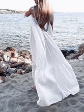 Load image into Gallery viewer, Pure Color Vacation Beach Loose Backless Maxi Dress
