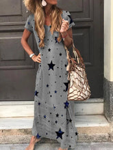Load image into Gallery viewer, Fashion Round Neck Five-pointed Star Long Dress
