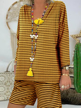 Load image into Gallery viewer, Striped V-Neck Long-Sleeved Suit
