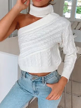 Load image into Gallery viewer, Sexy Solid Color Long-sleeved One-shoulder Turtleneck Sweater
