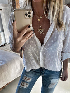 Long Sleeve Loose Casual Thin Tops Buttons T-Shirts