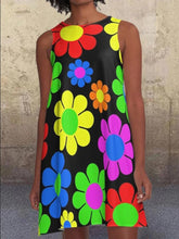 Load image into Gallery viewer, Round Neck Sleeveless Daisy Floral Printed Casual Dress
