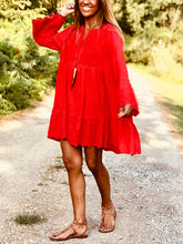 Load image into Gallery viewer, Bohemian Casual Loose V Neck Maxi Sleeve Dress

