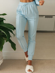 Simple Casual Loose Round Neck Long Sleeve Tops And Pants Set