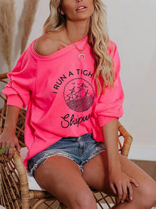 Printed Strapless Long Sleeve T-Shirt