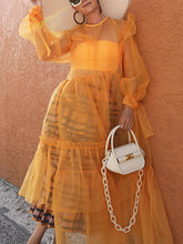 Load image into Gallery viewer, Mesh Stitching Long-sleeved Loose Dress
