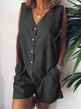 Load image into Gallery viewer, Fashion Casual Solid Color Button Jumpsuit
