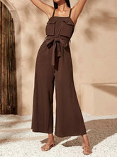 Load image into Gallery viewer, Pure Color Elegant Loose Slip Jumpsuit with Pocket
