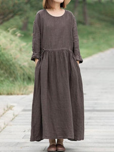 Solid Color Wild Fashion Long Sleeve Dress