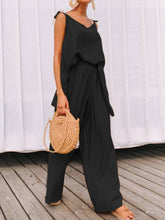 Load image into Gallery viewer, Casual Loose Solid Color Asymmetric V-neck Two-piece Suit
