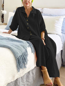 Vintage Lapel Button Shirt Loose Trousers Two-piece
