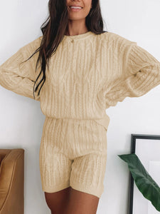 Simple Casual Loose Loungewear Knitted Suit