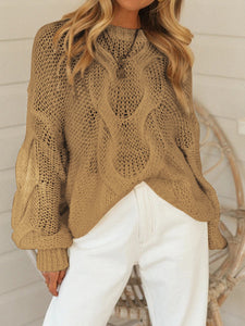 Casual Round Neck Solid Color Long-sleeved Loose Sweater