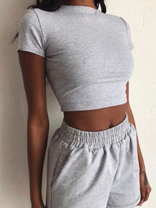 Fashion Casual Solid Color Sexy Two-piece Suit