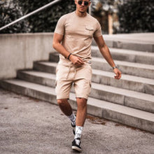Load image into Gallery viewer, Men&#39;S Casual Pocket Round Neck T-Shirt Shorts Suit
