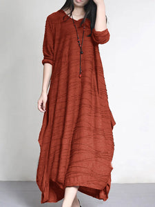 V-neck Long Sleeve Loose Casual Maxi Dress