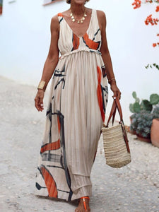 Casual Loose Print Sleeveless Dress