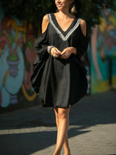Load image into Gallery viewer, Boho Oversized Fringe Open Shoulder Beach Casual Dress
