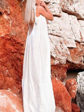 Load image into Gallery viewer, Pure Color Vacation Beach Loose Backless Maxi Dress
