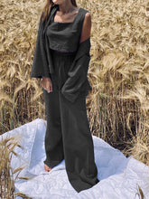 Load image into Gallery viewer, Three-Piece Casual Solid Color Set
