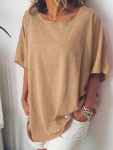 Load image into Gallery viewer, Round Neck Short Sleeve Solid Color Casual T-shirt
