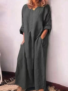 Solid Color Long Sleeve Casual Dress