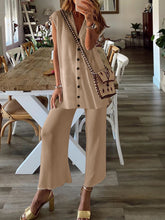 Load image into Gallery viewer, Casual Loose Solid Color V-neck Two-piece Suit
