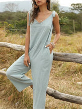 Load image into Gallery viewer, V-neck Solid Color Loose Jumpsuit
