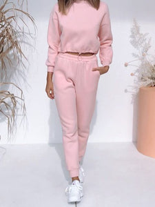 Round Neck Long Sleeve Sweatshirt Suit