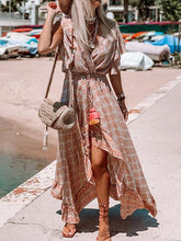 Load image into Gallery viewer, V-neck Ruffled Printed Maxi Dresses
