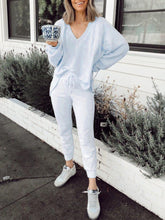 Load image into Gallery viewer, Casual Long-sleeved Plain Top and Sweatpants Suit
