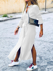 Simple Casual Loose V Neck Dress