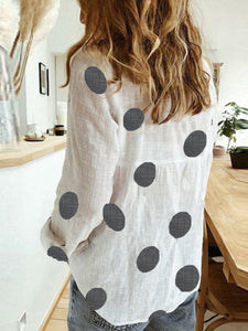 Casual Printed Polka Dots Shirts Long Sleeve Tops