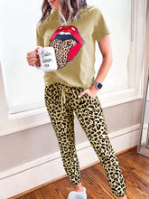 Load image into Gallery viewer, Casual Loose T-Shirt Pants Leopard Print Suit
