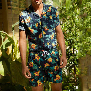 Men'S Floral Print Beach Fashion Suit
