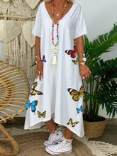 Load image into Gallery viewer, Romantic Pastoral Butterfly Print Dress

