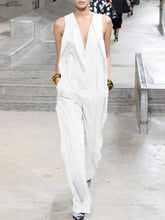 Load image into Gallery viewer, Casual Solid Color Sleeveless V-neck Jumpsuit
