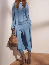 Load image into Gallery viewer, Knit Long Cardigan Loose Sweatshirt and Pants Three-piece Suit
