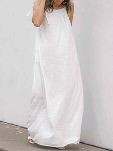 Casual Sleeveless Round Neck Solid Color Dress