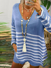 Load image into Gallery viewer, Knit Striped V-Neck Loose Suit
