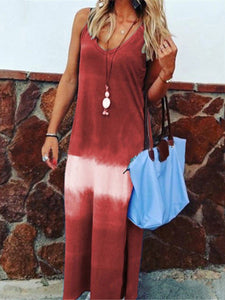 Casual Loose Gradient Tie-dye Sleeveless Maxi Dress