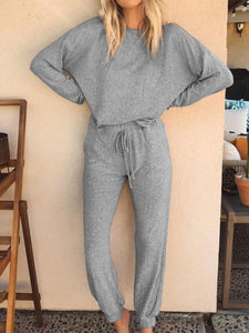 Long Sleeve Tops Loose Pant Casual Two Piece