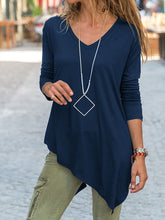 Load image into Gallery viewer, V-Neck Irregular Hem Long Sleeve Casual Tops
