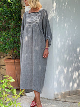 Load image into Gallery viewer, Square Neck Thousand Bird Plaid Long Dress
