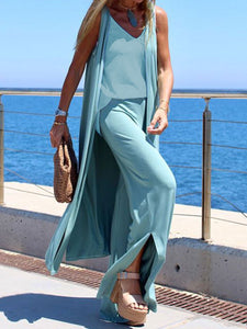 Simple Casual Solid Color Loose Wild Three-piece Suit