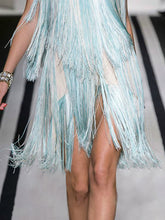 Load image into Gallery viewer, Deep V Gradient Fringe Evening Dress
