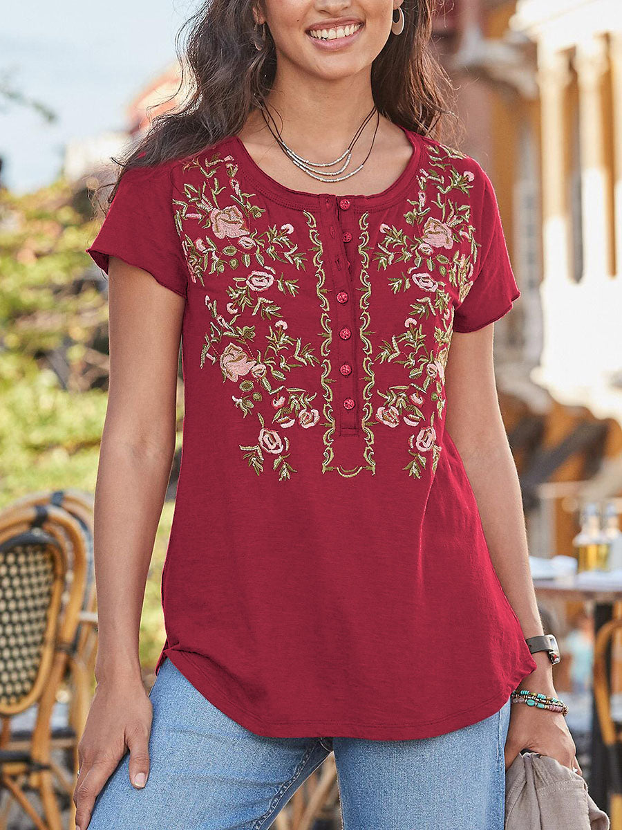 Bohemian Retro Romantic Idyllic Floral Top
